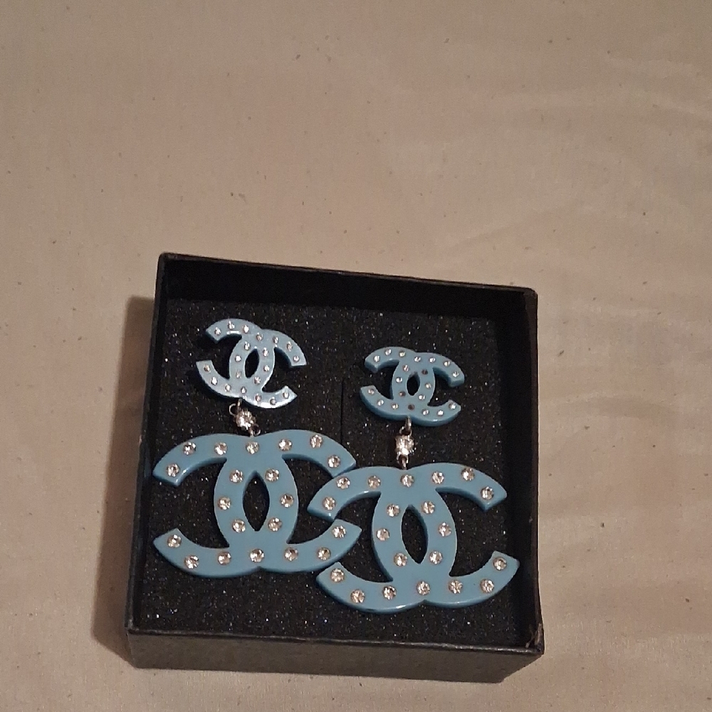 Blue Crystal Studded Earrings